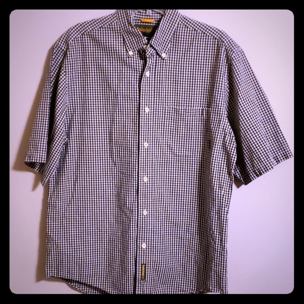 Navy blue gingham check short sleeve timberland